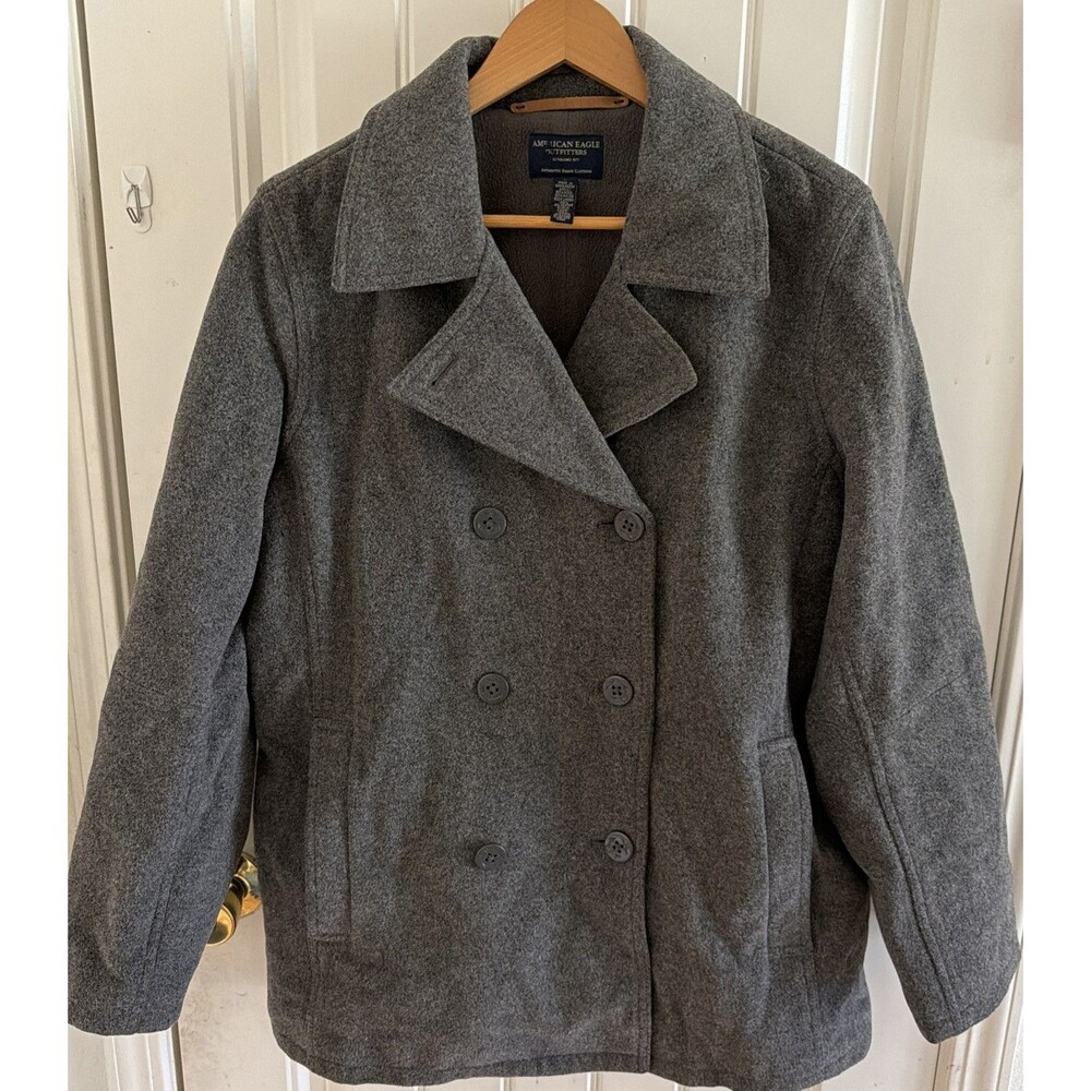 American Eagle Outfitters Peacoat Jacket Double Breasted Wool Blend Gray Women L